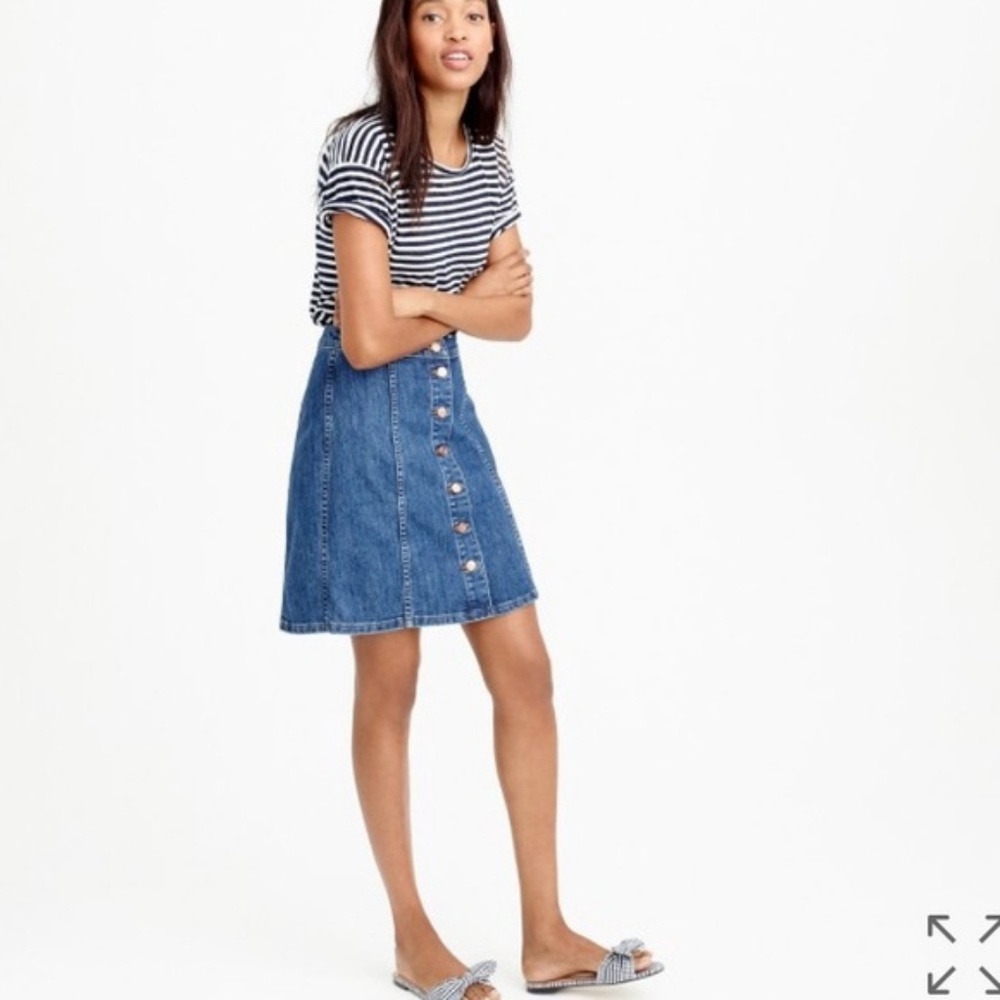 Jcrew button-front denim skirt